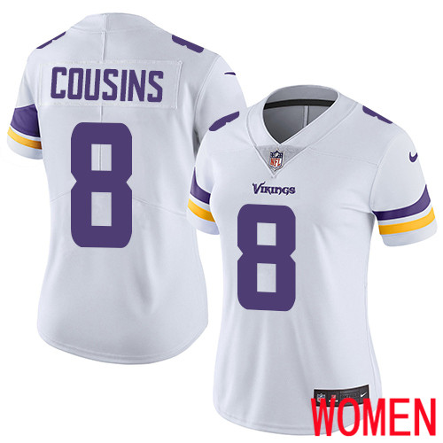 Minnesota Vikings #8 Limited Kirk Cousins White Nike NFL Road Women Jersey Vapor Untouchable->youth nfl jersey->Youth Jersey